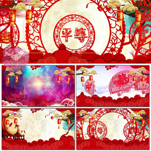 说唱中国红 儿童舞蹈春节喜庆剪纸灯笼中国风大屏幕 led视频背景