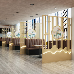 铁艺格栅 餐厅会所隔断 餐厅卡座防水新中式雕花玄关烧烤火锅饭店
