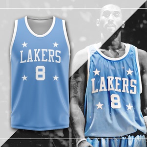 定制四星湖人蓝色科比8号球衣复古篮球服贝勒22号篮球服纪念24号