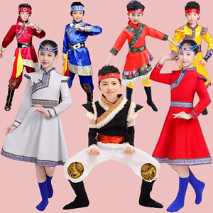 春季儿童少数民族服装蒙古袍藏族舞蹈演出服男女童蒙族草原舞蹈服