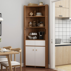 简约厨房省空间三角橱柜收纳柜靠墙角落置物架带门餐边柜杂物柜子