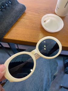西本眼镜/高级米白色 时尚椭圆形防眩光防紫外线墨镜防晒太阳镜