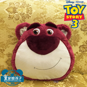 玩具总动员3 toy story草莓熊头毛绒抱枕靠垫lotso熊公仔生日礼物