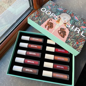 oopsgirl欧美风哑光10支装唇釉套盒不沾杯裸色吃土色奶茶深茶棕色