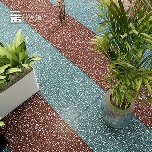 北欧绿色水磨石地砖餐厅服装店地板砖防滑瓷砖红色颗粒仿古砖工装