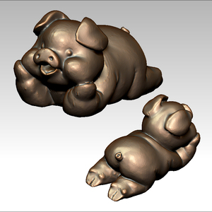 立体图3d模型三维打印扫描图stl/obj四轴圆雕图ldz-004可爱小猪