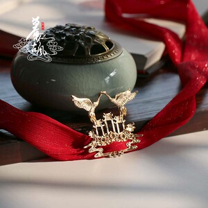 暮吟司幽 汉服古风古装男女通用男士仙鹤发带发冠束发带头饰发饰