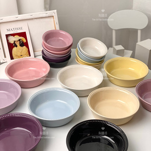 酷彩珠点碗燕麦碗陶瓷盘子家用水果沙拉碗珐琅餐具陶瓷碗麦片碗