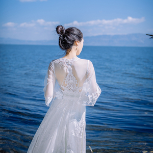 春夏2023新款女超仙白色连衣裙沙滩裙海边度假很仙的蕾丝长裙旅游