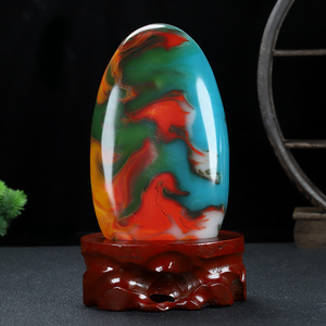 000人付款淘宝新疆和田玉七彩玉摆件天然五彩玉石原石