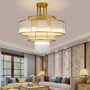 新中式吊灯水晶轻奢客厅灯现代简约饭店包厢酒店复式楼别墅餐厅灯