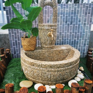 户外石头洗手池大理石水槽花岗岩水池庭院拖把池花园别墅院子室外