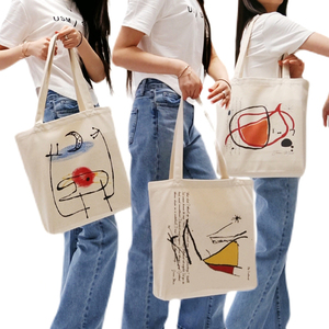 米罗世界名画男女单肩帆布托特包原创设计可定制个性学生包书包