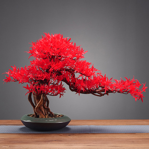 中式盆景仿真迎客松绿植摆件美人松商场酒店装饰玄关样板间景观