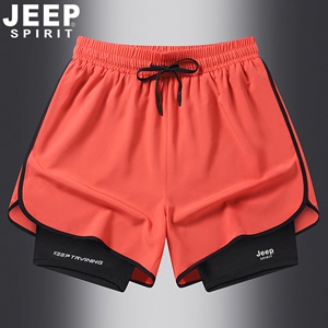 JEEP吉普运动短裤男女款夏季外穿三分裤速干健身跑步休闲沙滩裤子