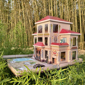 祭祀纸房子烧纸纸扎楼房灵屋大号别墅成品发货汽车清明节上坟用品