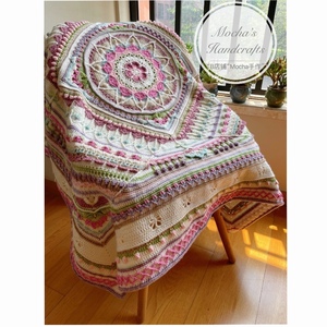 mocha手作纯手工钩织喷毛纱曼陀罗花毯床盖沙发毯苏菲的世界成品