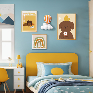 儿童房床头背景墙装饰画男女孩卧室高级感挂画房间布置创意书房壁