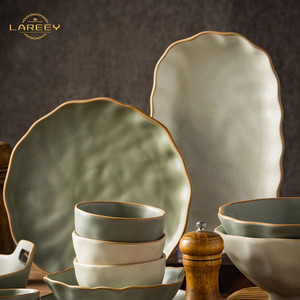 LAREEY日式碗碟套装家用陶瓷饭碗碗筷碗盘碗具高级感轻奢餐具套装
