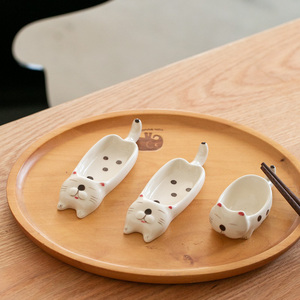 可爱小猫陶瓷手绘味碟 调味碟醋碟酱油碟子 釉下彩北欧日式