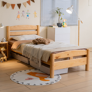 实木双人床儿童床单人床1米2现代简约四川柏木原木床青少年床家具