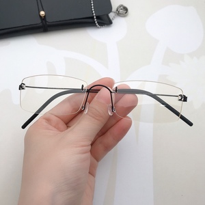 林德伯格无框眼镜架2120长方形商务男士无螺丝纯钛眼镜可配度数男