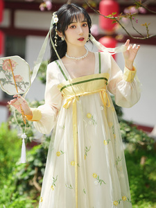 国风改良汉元素森系文艺小清新汉服女齐胸襦裙夏季仙气连衣裙女装