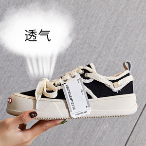 同款帆布鞋女2022年新款开口笑百搭板鞋抖音爆款小白鞋10人付款158