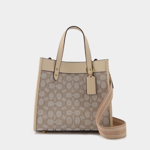 蔻驰coach signature jacquard field tote 22帆布拼皮中号托特包