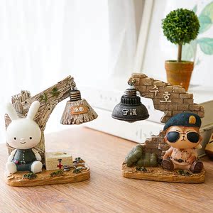 卡通太阳的后裔创意小夜灯 客厅书房装饰桌面树脂摆件家居饰品