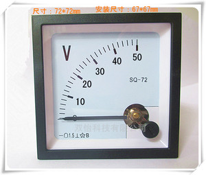 sq-72指针式直流电压表dc50v dc50v电压直流表dc50v 75v 68*68mm