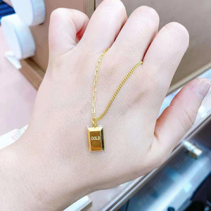 六福珠宝 香港专柜正品 小金砖项链 黄金足金999gold金块金条项链