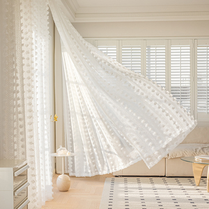 tb19990417淘宝白色窗纱透光不透人半透明窗帘客厅阳台加厚纱帘北欧