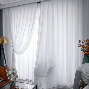 白纱窗帘冰丝棉纱帘透光不透人真丝仿绸缎白色沙白纱阳台遮光窗纱