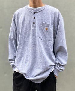 Carhartt K128 卡哈特休闲宽松纽扣亨利领长袖工装口袋 Henley T