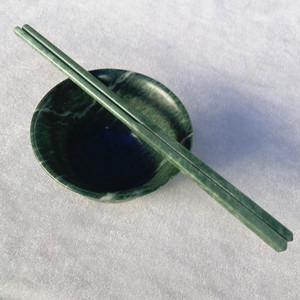 天然玉石摆件南阳玉碗玉筷子两件套现货