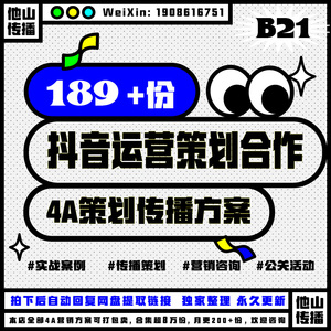 抖音运营策划合作方案 社交平台方案4A品牌营销活动策划传播PPT