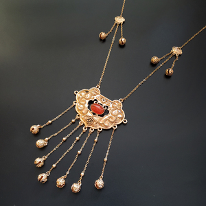 汉服古风软璎珞长命锁平安锁男女项链圈古装配饰宝铃铛金锁