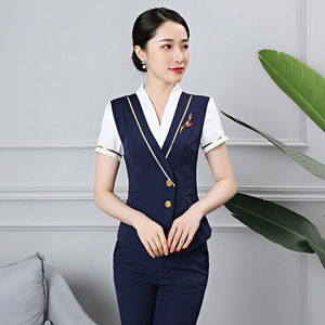 足浴店沐足技师工衣2024新款夏美容师服装女性感空姐制服职业套装