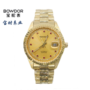 特价bowdor宝舵手表全自动机械情侣表男女金色商务经典手表88109