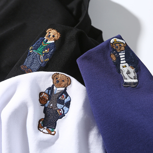 意大利订单 换标自制 刺绣小熊 80支水溶棉!圆领短袖t恤 mt1615