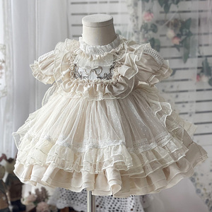 童装洛丽塔公主裙女童短袖洋装蓬蓬裙宝宝周岁礼服女西班牙连衣裙