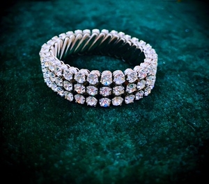 【古拙售出不退不换】vintage莱茵石松紧手镯