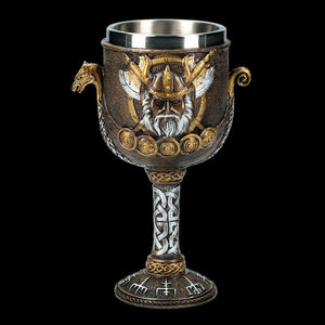 中世纪酒杯维京海盗高脚杯创意复古维京人龙船杯子浮雕个性摆件