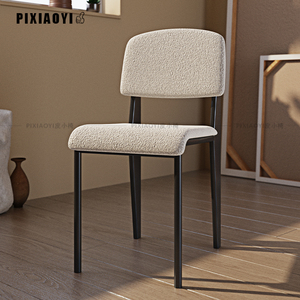 意式极简餐椅现代北欧实木椅子家用靠背绒布妆凳设计师布艺洽谈椅