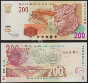 【精选单品】南非2005版200兰特花豹全新unc非洲纸币 纪念币 收藏