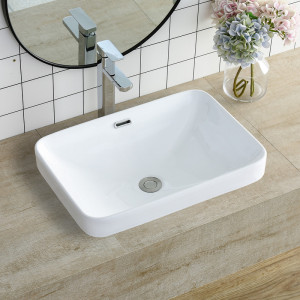 家用台中盆洗手盆半嵌入式洗脸盆方形镶嵌半埋式台盆嵌入式台上盆