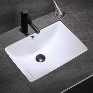 酒店宾馆台下盆半嵌入式洗手盆方形陶瓷洗脸盆家用洗手池阳台面盆
