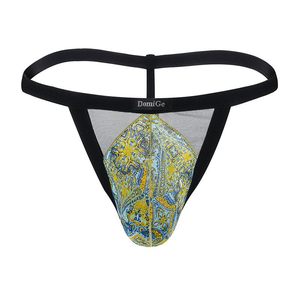 杜米国际男士性感情趣冰丝内裤男丁字裤网纱细带印花一字裤t裤潮