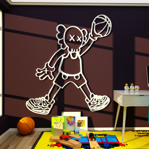 网红芝麻街kaws墙贴纸篮球青少年房间墙面装饰男孩儿童房卧室床头